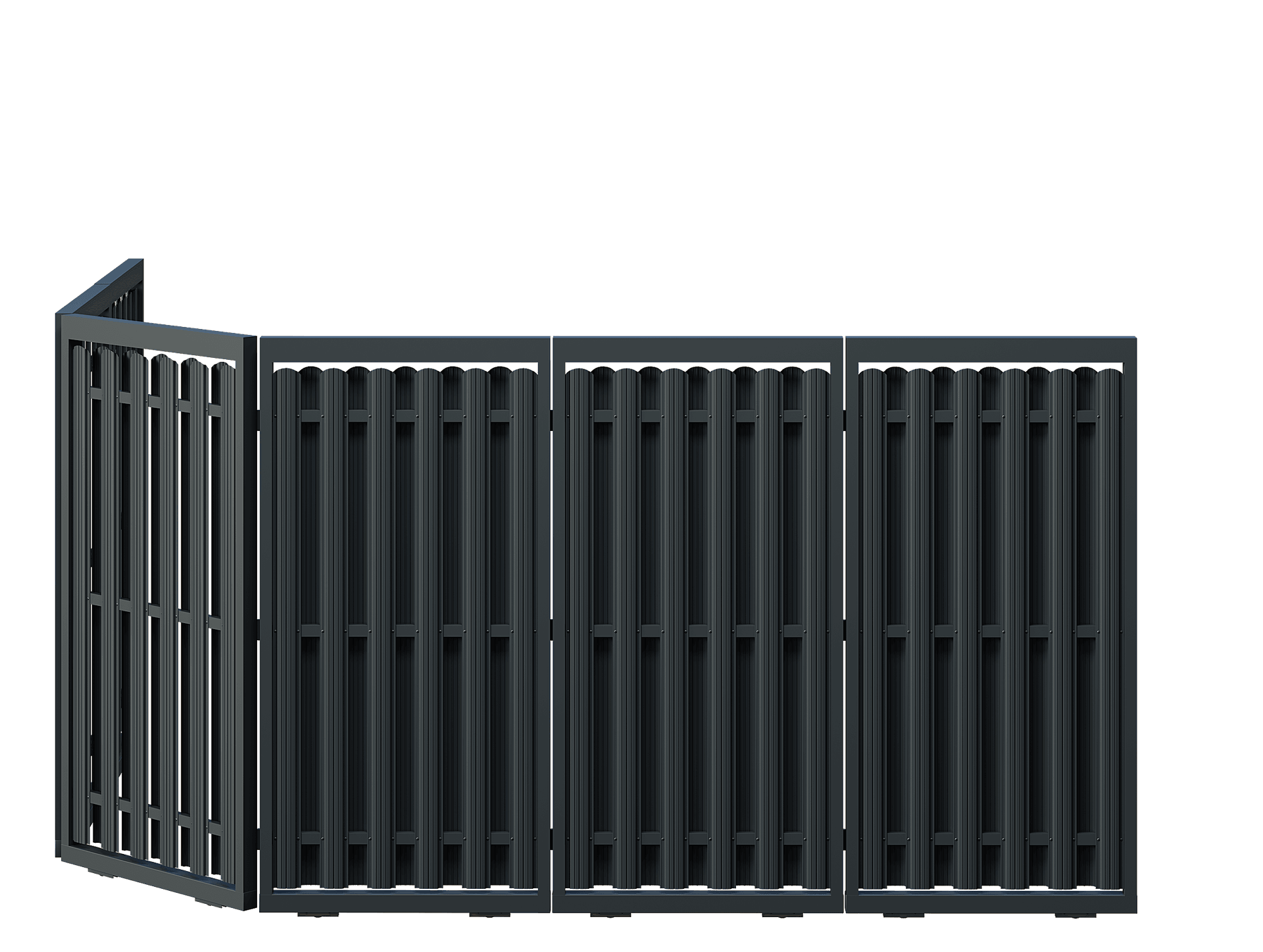 Poartă Glisantă Articulată Șipcă Orizontală - Poartă Glisantă Articulată Șipcă Orizontală fără stîlpi